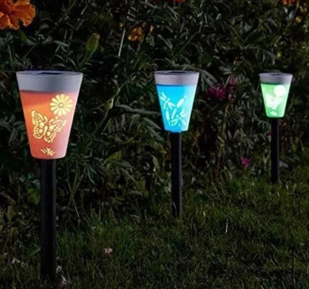6pc Butterfly Silhouette Stake Lights