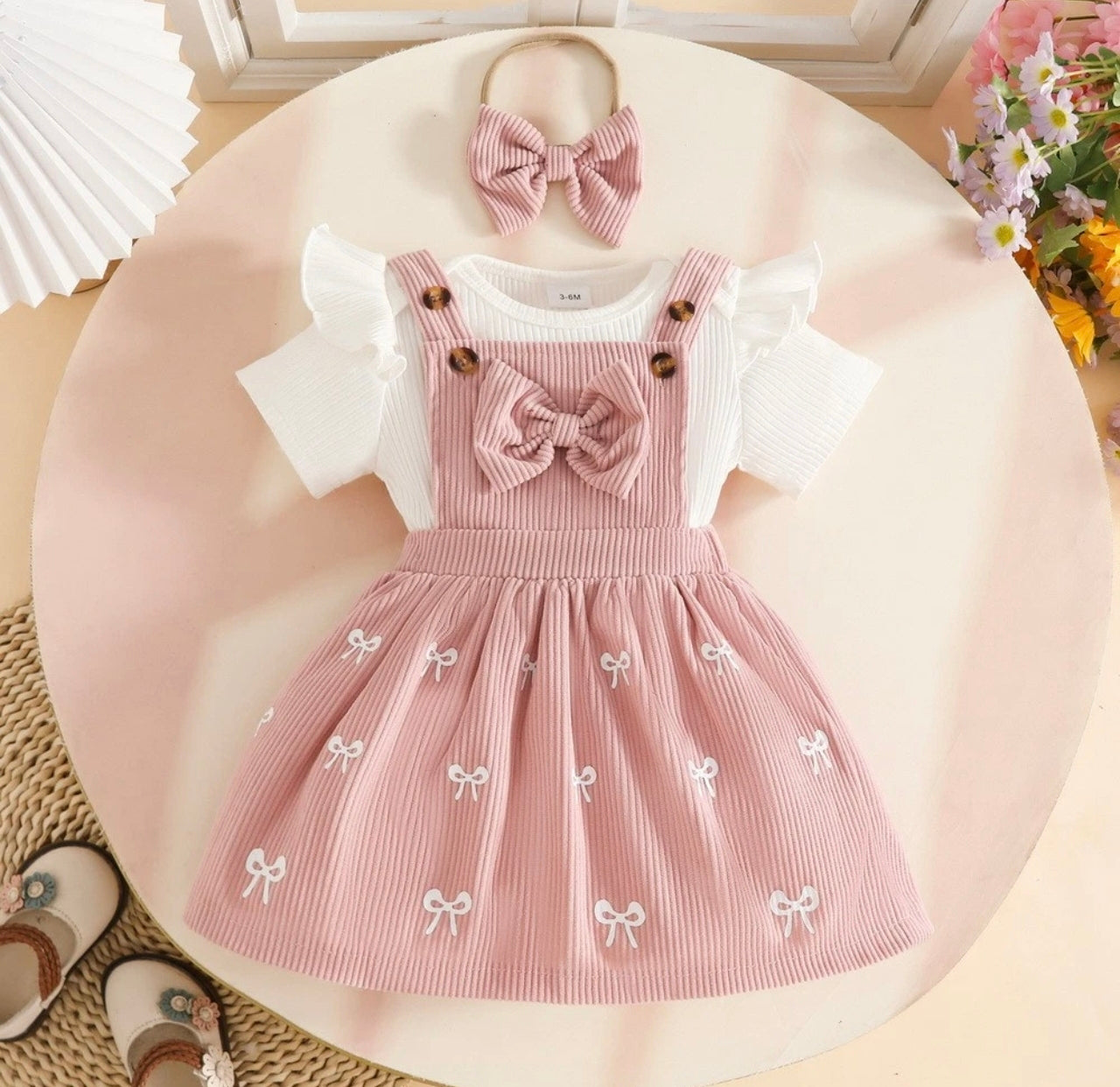 Bow Dress & Bodysuit With Headband