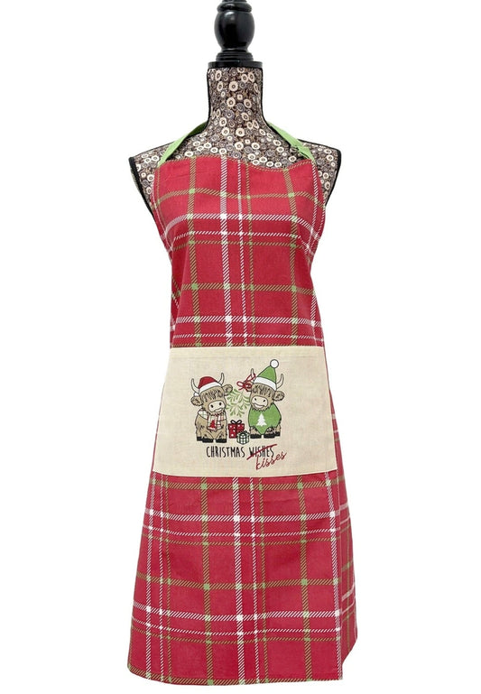 Christmas Highland Cow Kisses Apron