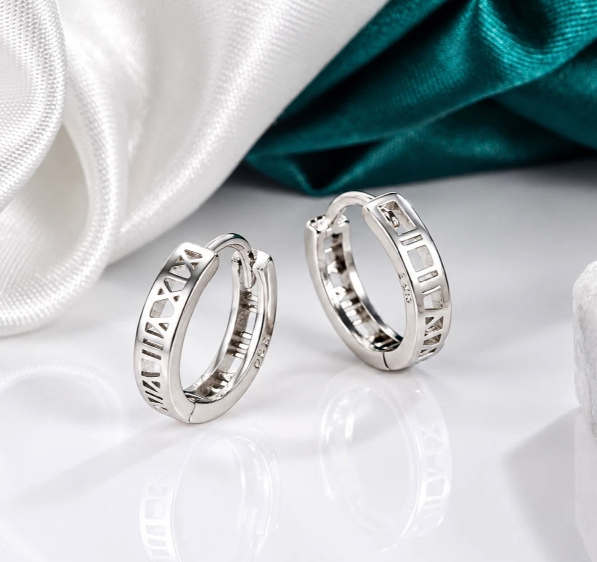 Roman Numeral Huggie Hoop Earrings