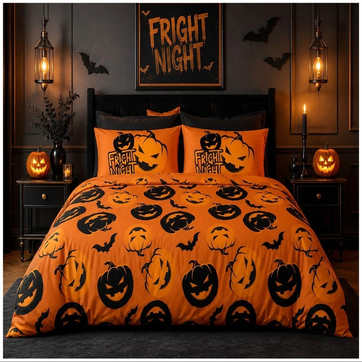 Vibrant Orange Pumpkin Duvet Set
