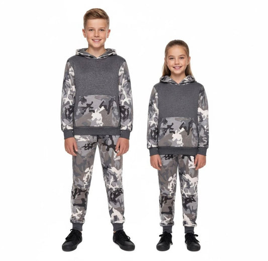 Unisex Charcoal Camo Contrast Tracksuit