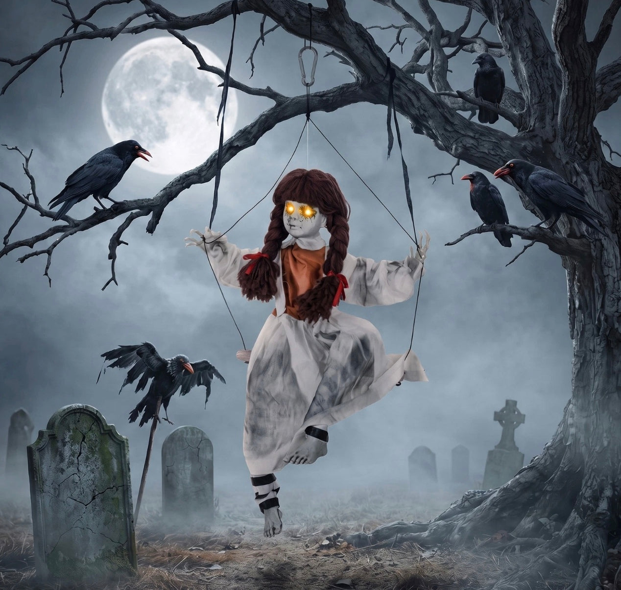 Animatronic Creepy Girl On A Swing