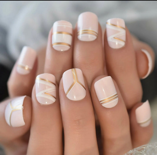 Short Square Patterned Nails