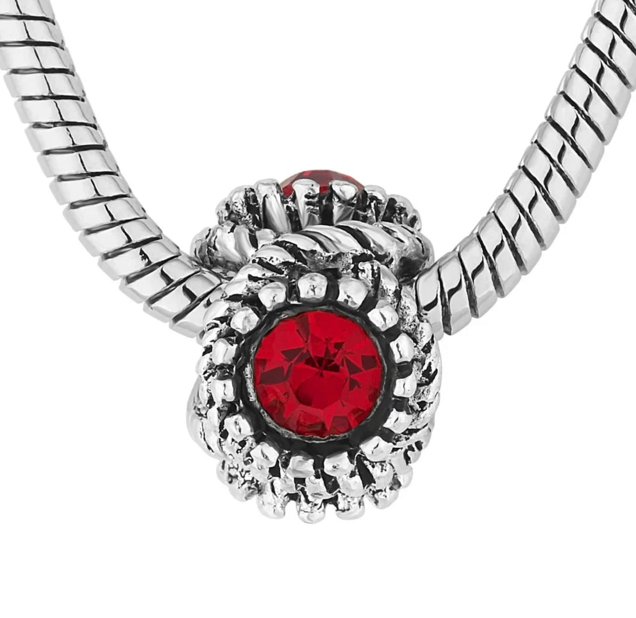 Red & Silver Diamond Style Charm Bracelet