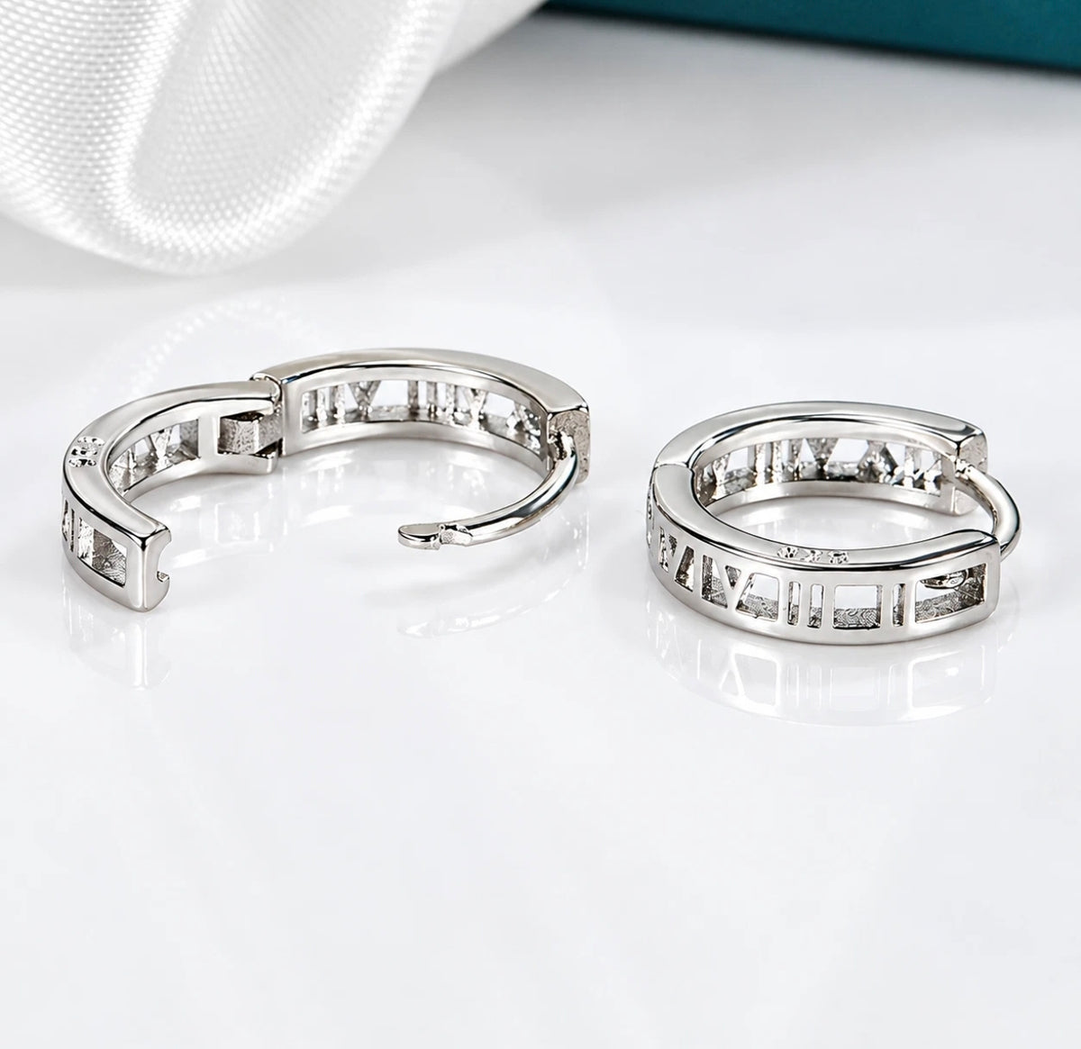 Roman Numeral Huggie Hoop Earrings