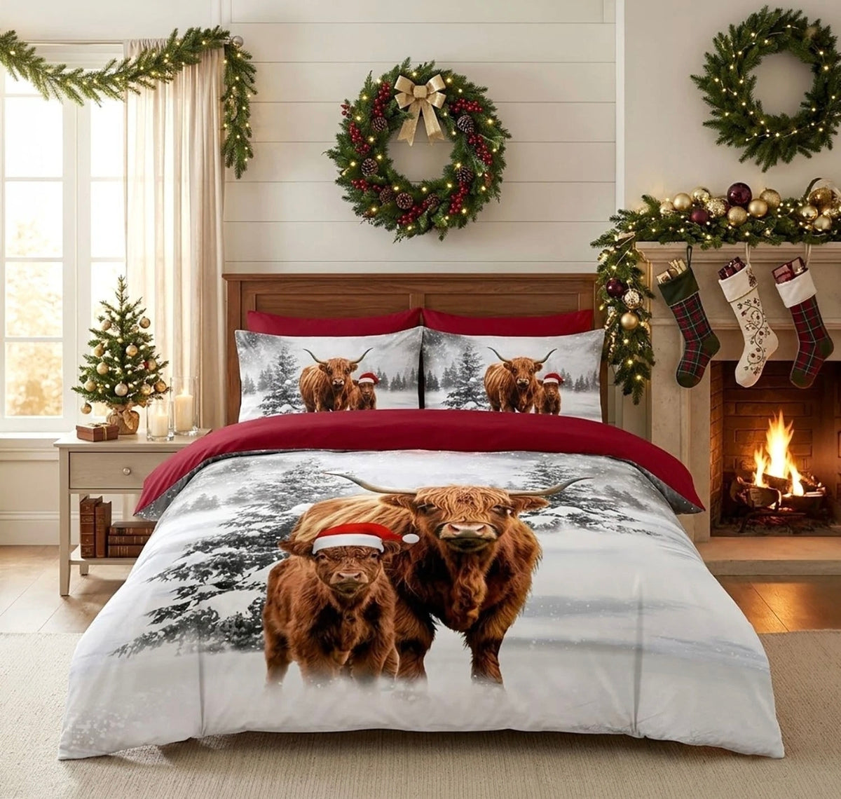 Highland Cow Family Christmas Duvet Sets