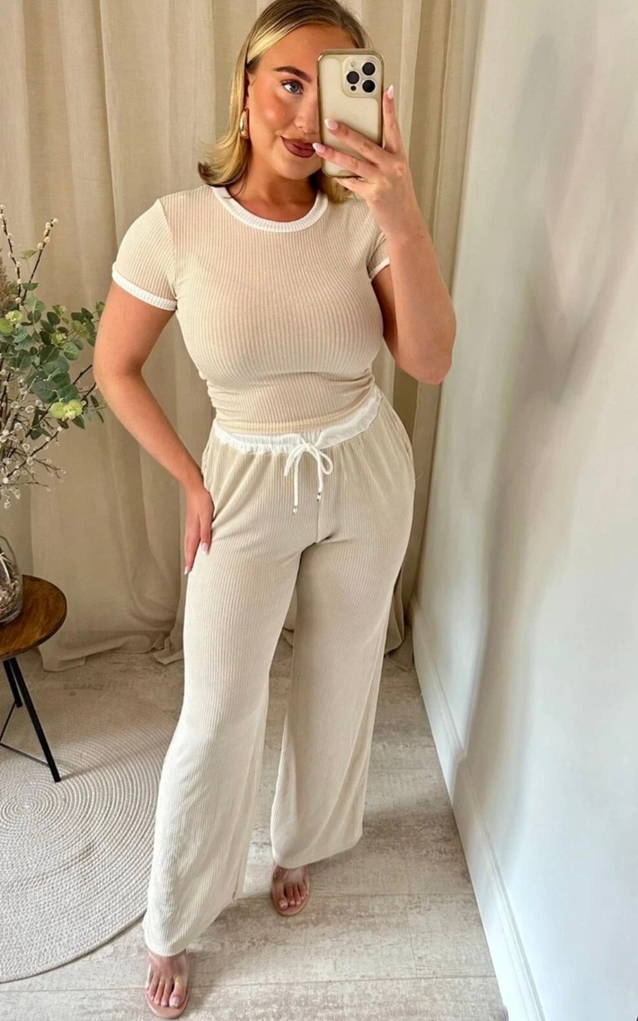 Ribbed Contrast Two Piece Co-Ord Set