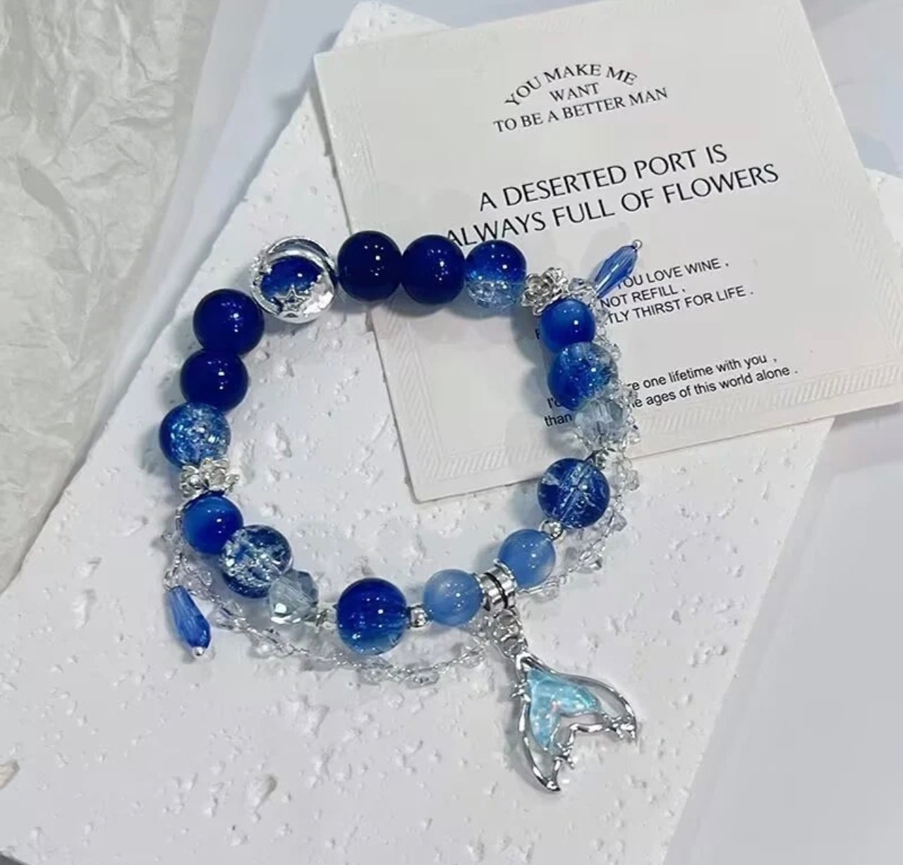 Blue Moonstone Mermaid Tail Bracelet