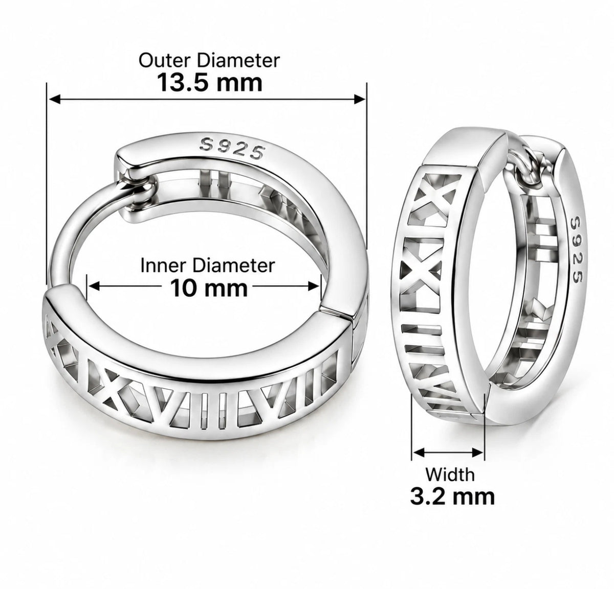 Roman Numeral Huggie Hoop Earrings