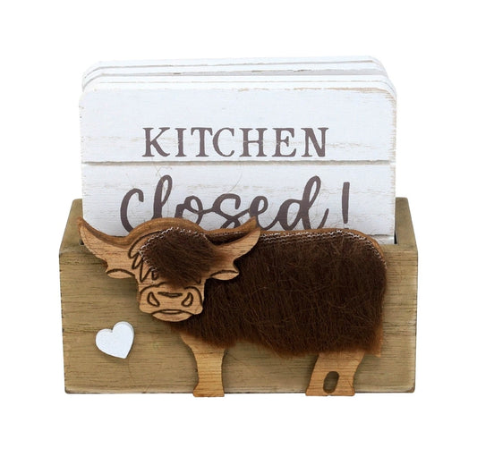 Set Of 4 Wooden Highland Cow Coasters
