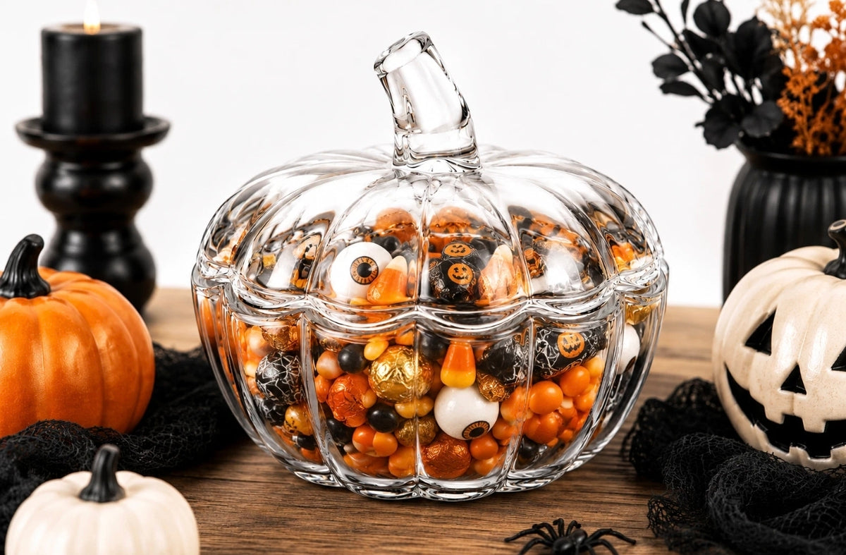 Glass Pumpkin Shaped Jar