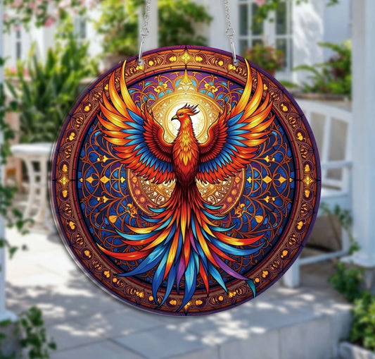 Stunning Phoenix Stained Glass Sun Catcher
