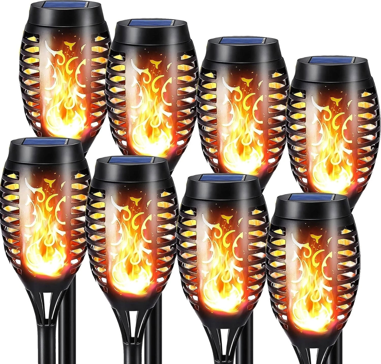 8x Flickering Flame Effect Garden Stake