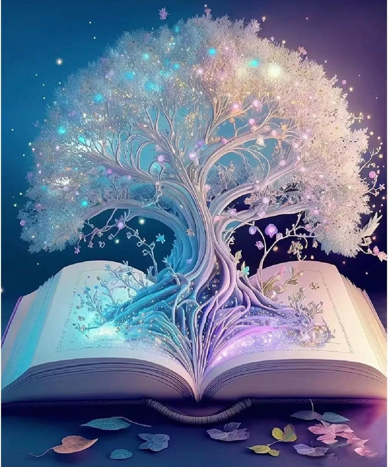 Shimmering Book Tree Diamond Art