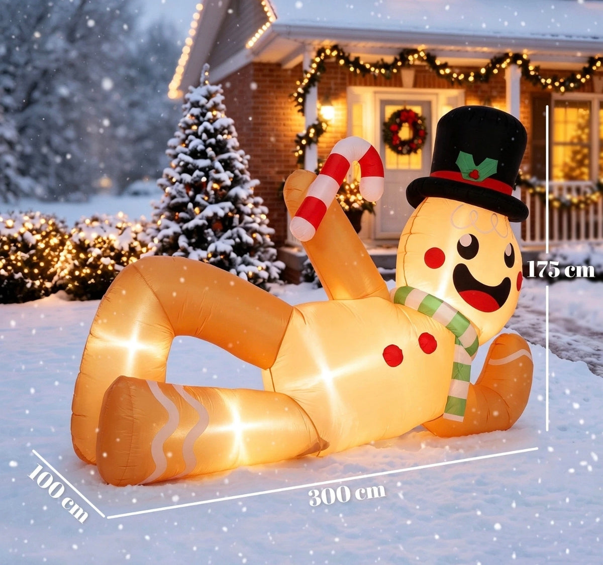 9.8ft Side - Lying Inflatable Gingerbread Man