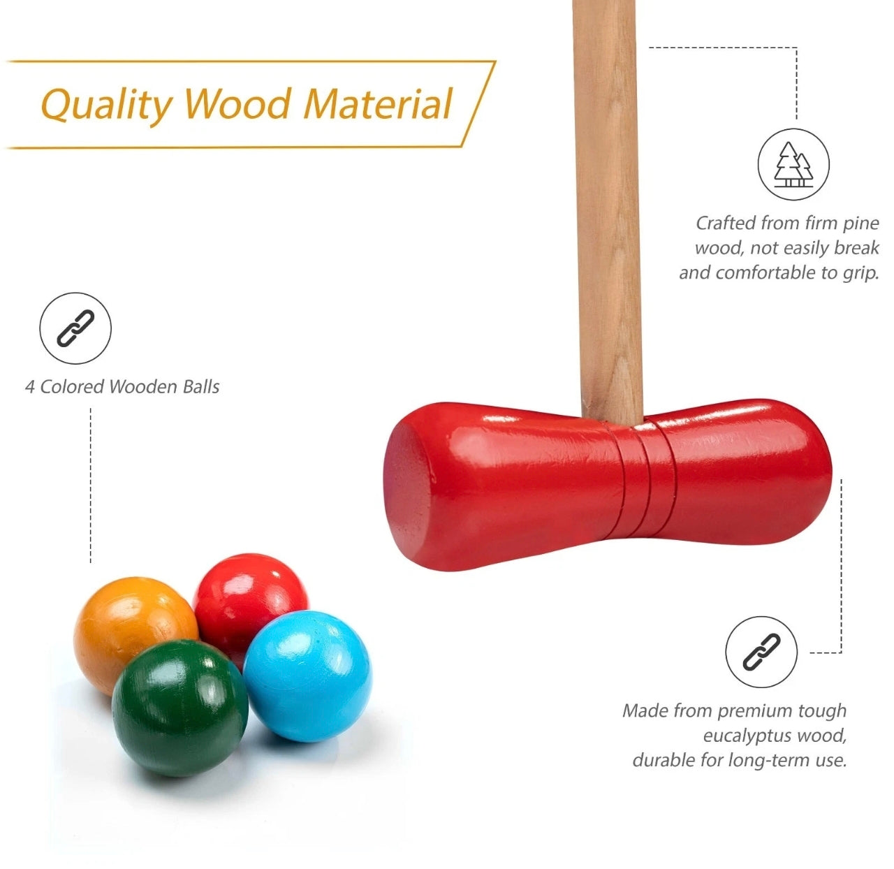 4 Person Wooden Croquet Set