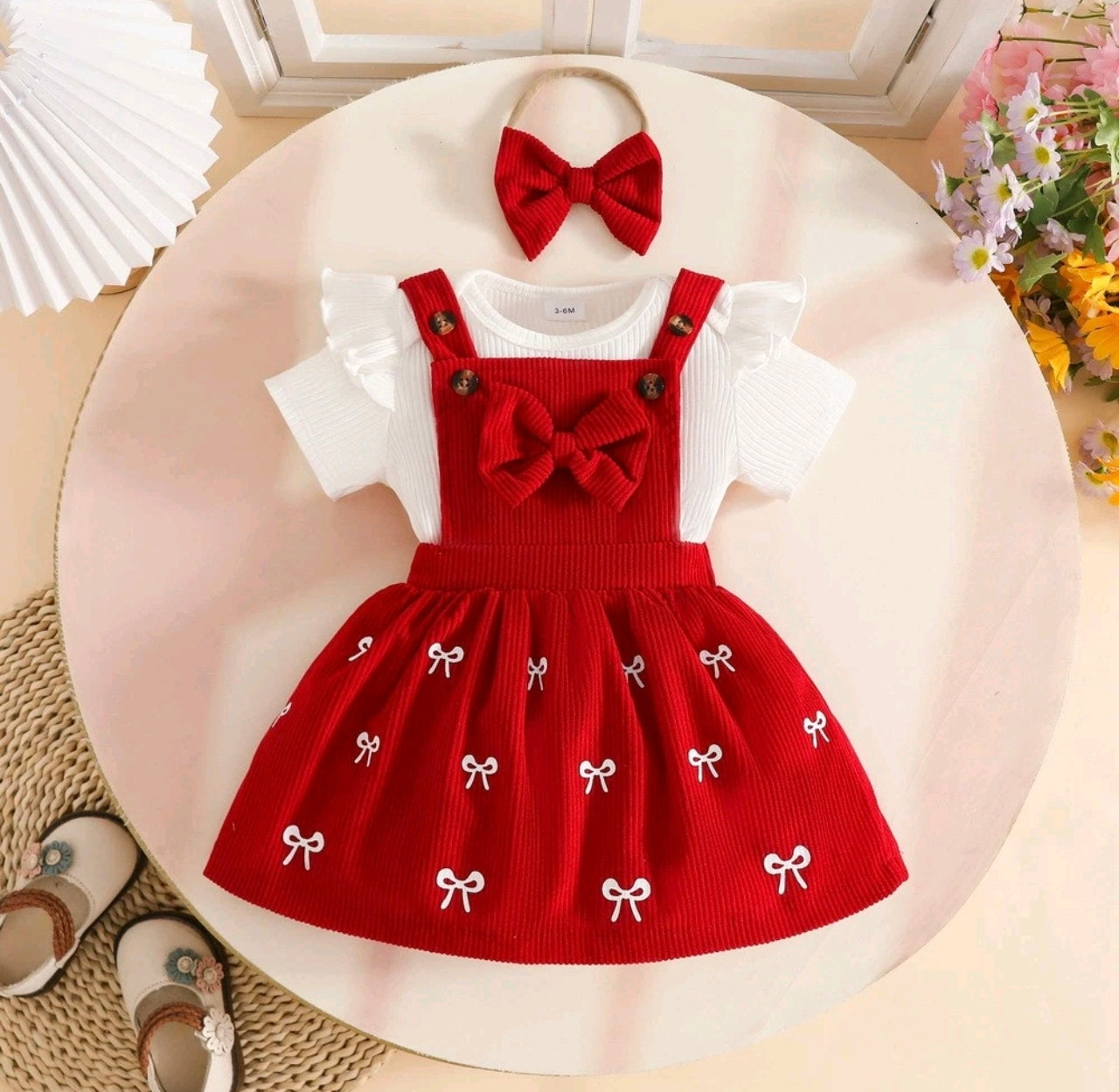 Bow Dress & Bodysuit With Headband