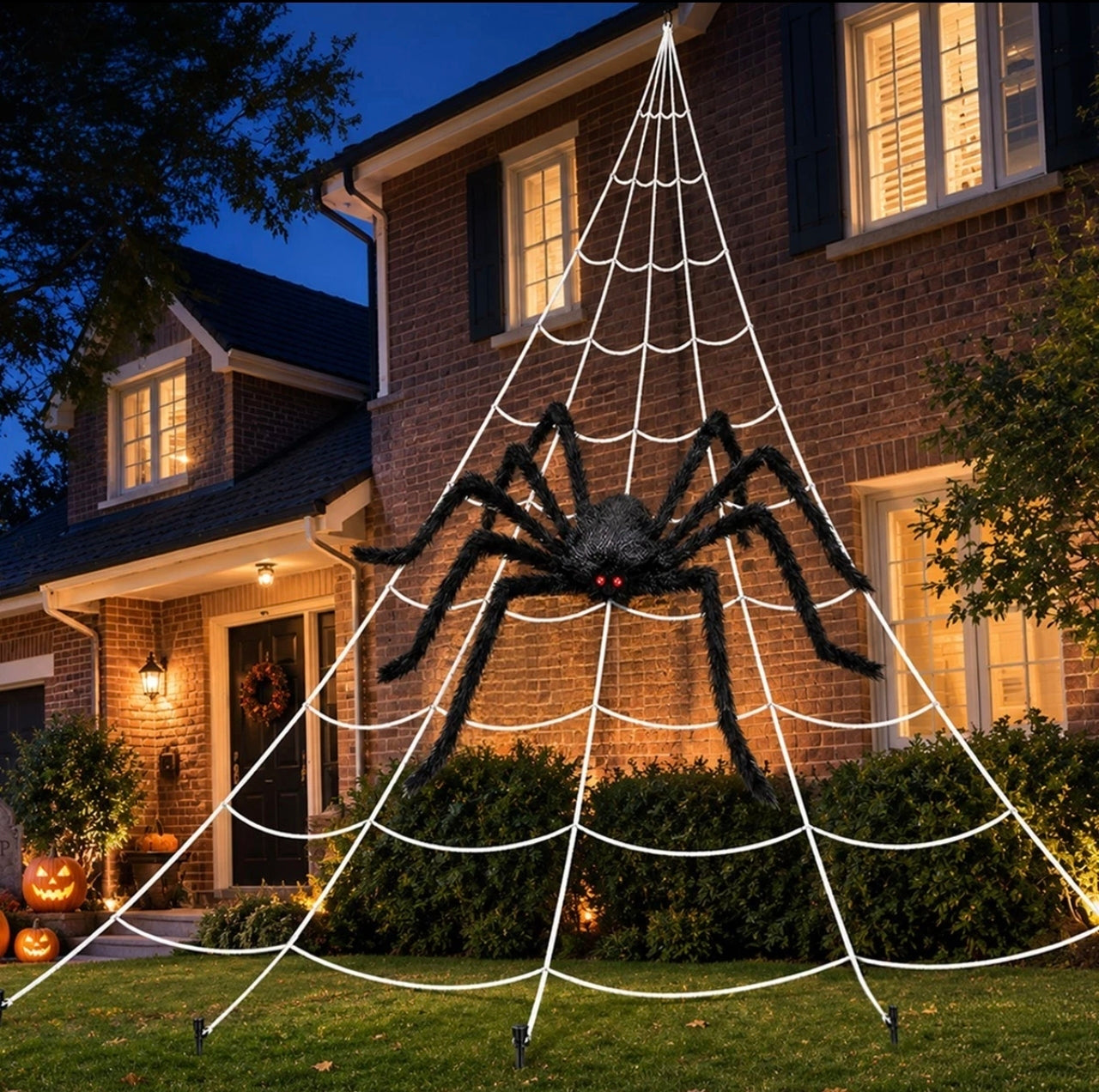 Giant Spider Web & Fuzzy Spider