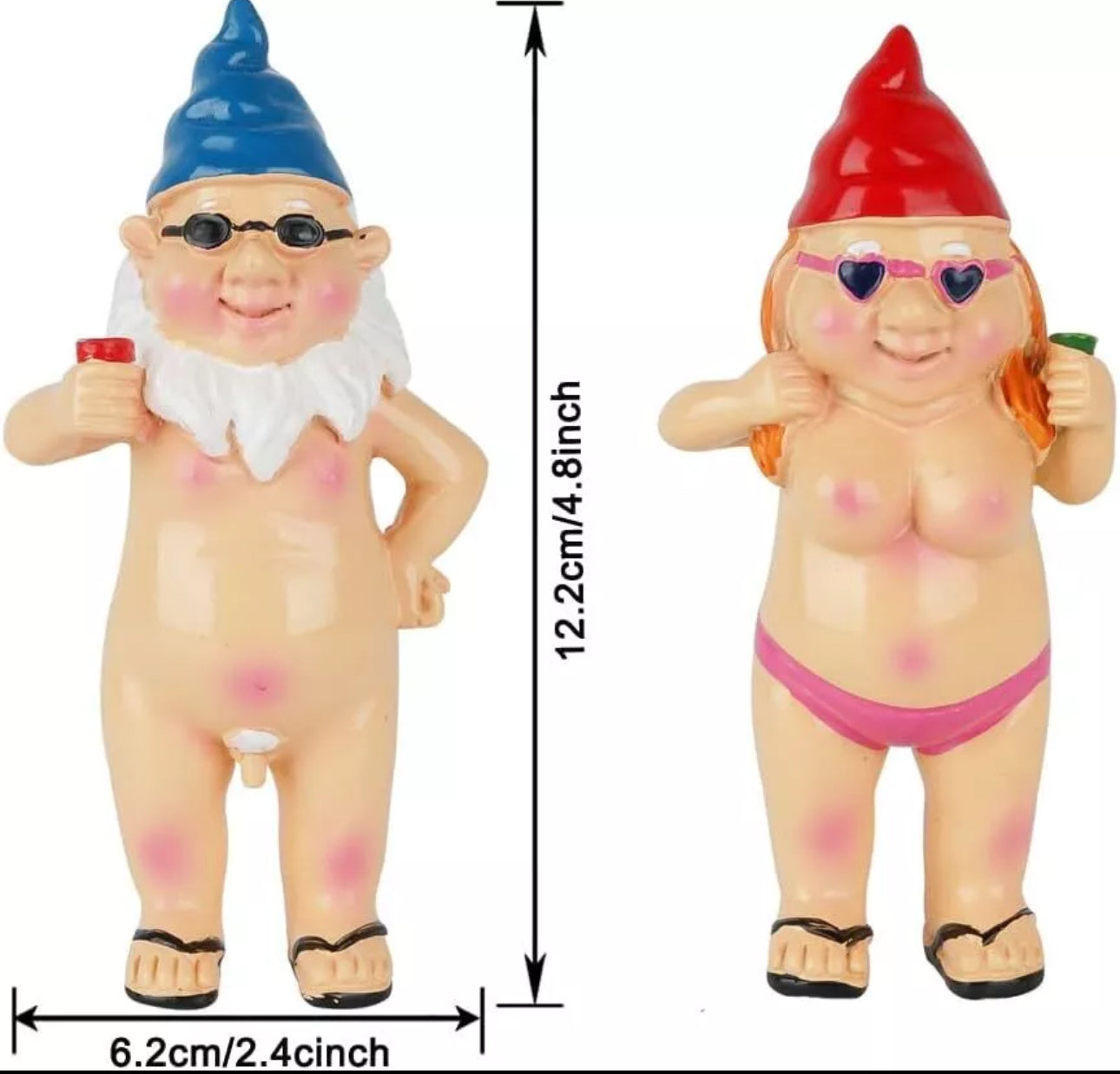 1pair Naughty Nude Garden Gnomes