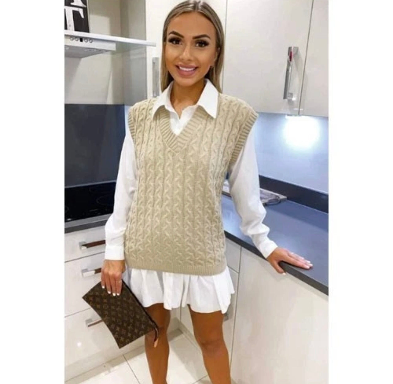 Women's Cable Knit Sleeveless Tank Top