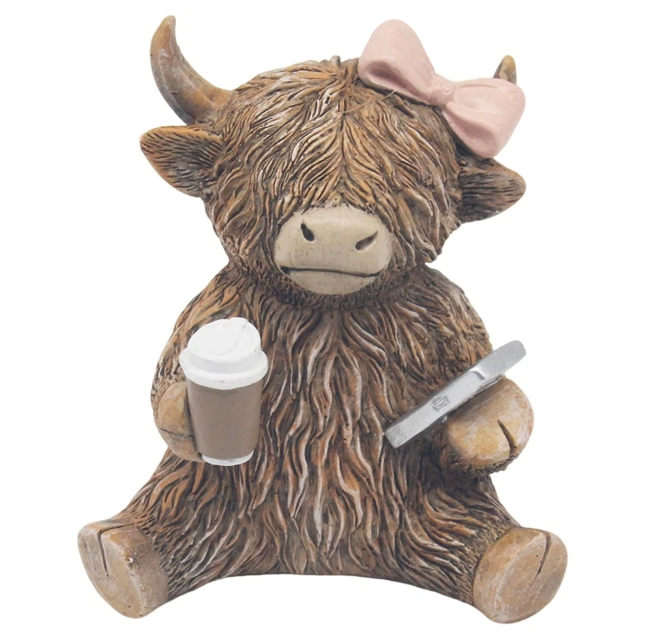 Coffee Lover Highland Cow Figurine