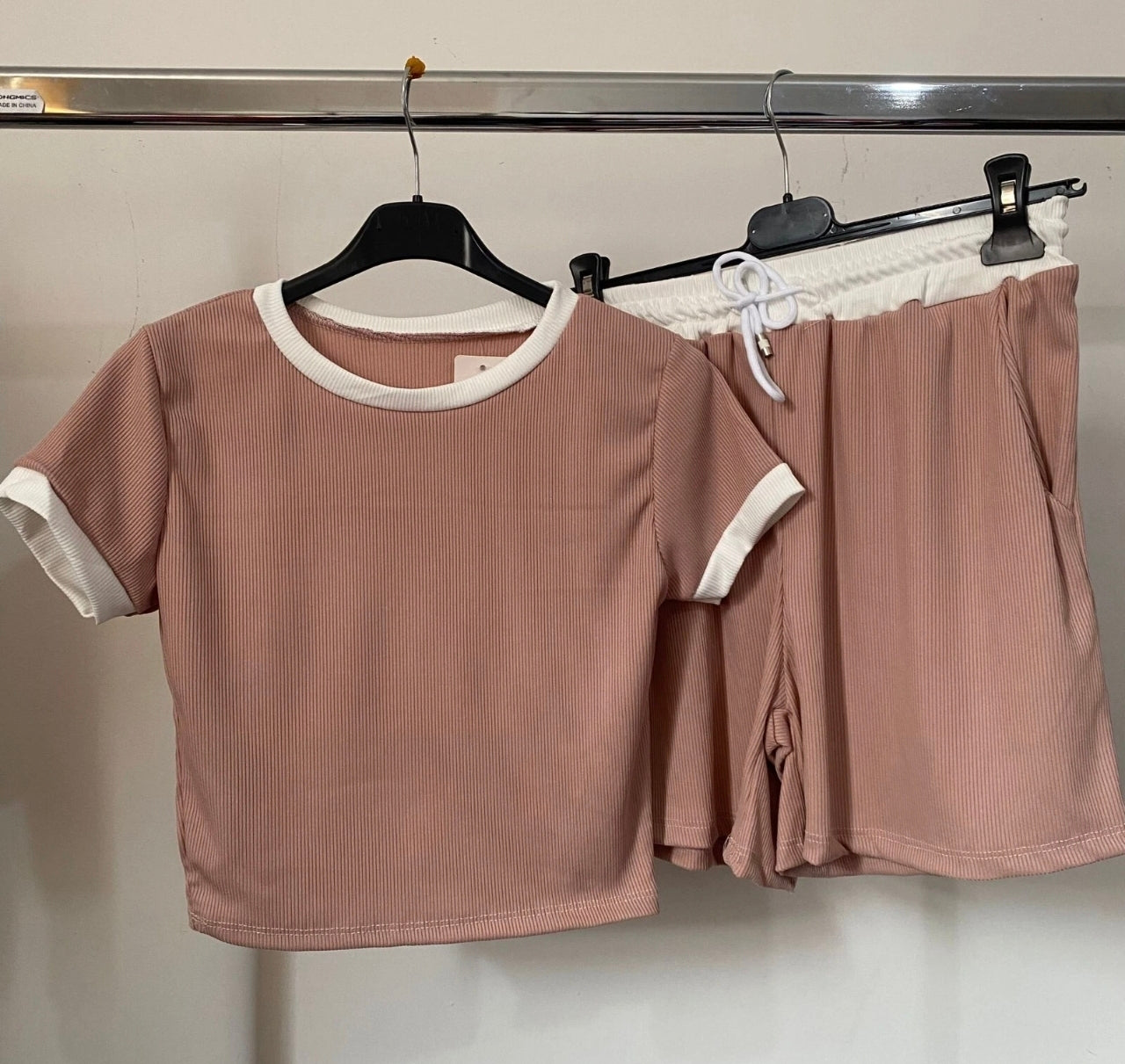 2pc Ribbed Contrast Summer Set