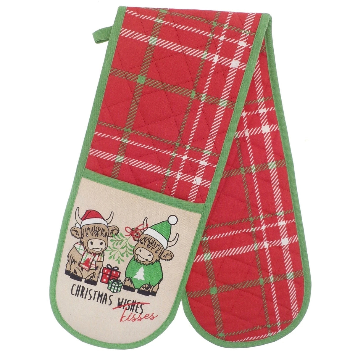 Christmas Highland Cow Kisses Oven Gloves