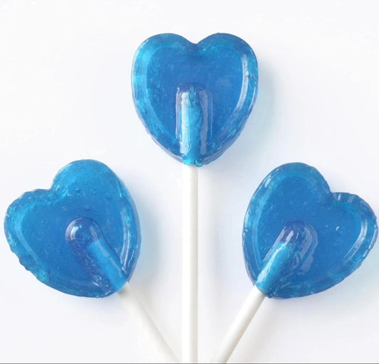 1kg Blue Razz Heart Lollipops