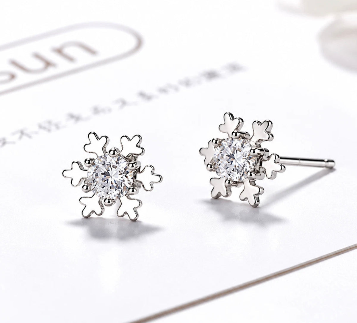 925 Sterling Silver Snowflake Earrings