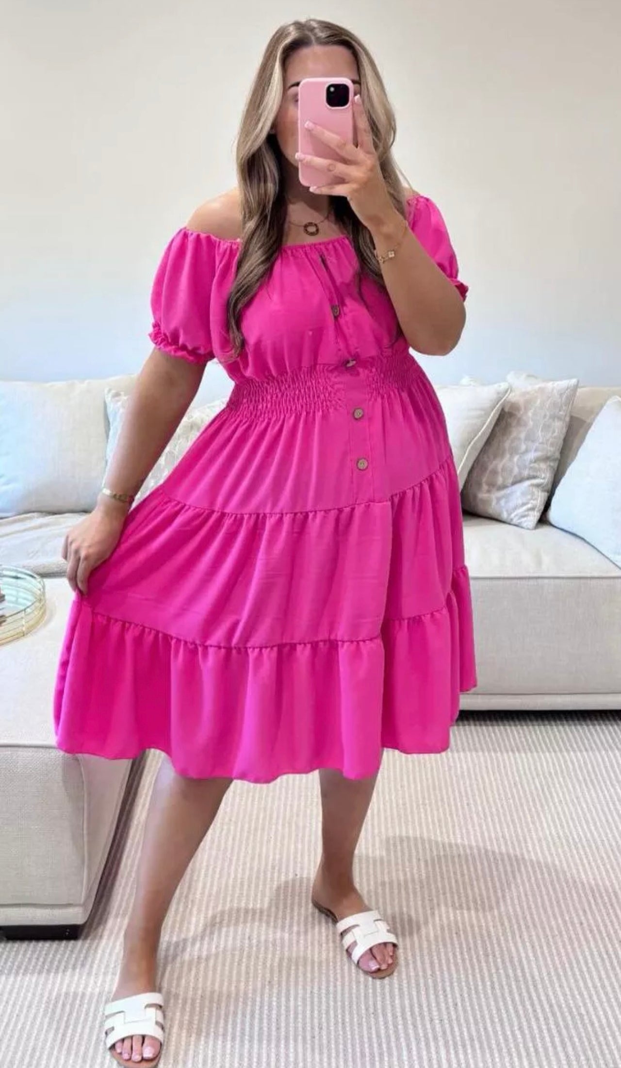 Bardot Off Shoulder Midi Dress One Size (12-24)