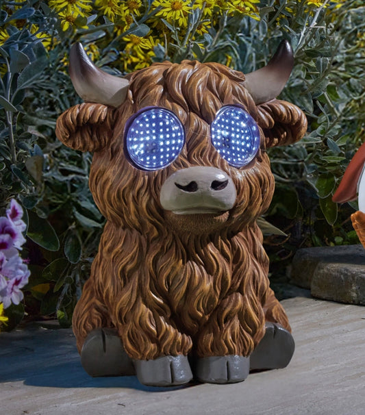 Large Blinking Highland Cow Garden Statue