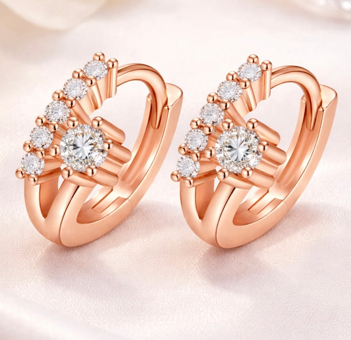 925 Sterling Silver Cz Gem Circle Huggie Earrings