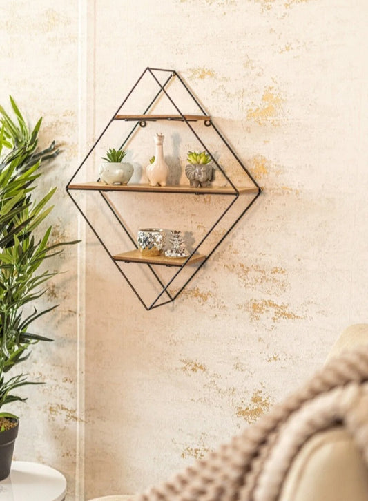 Diamond Shaped Metal Wall Shelf