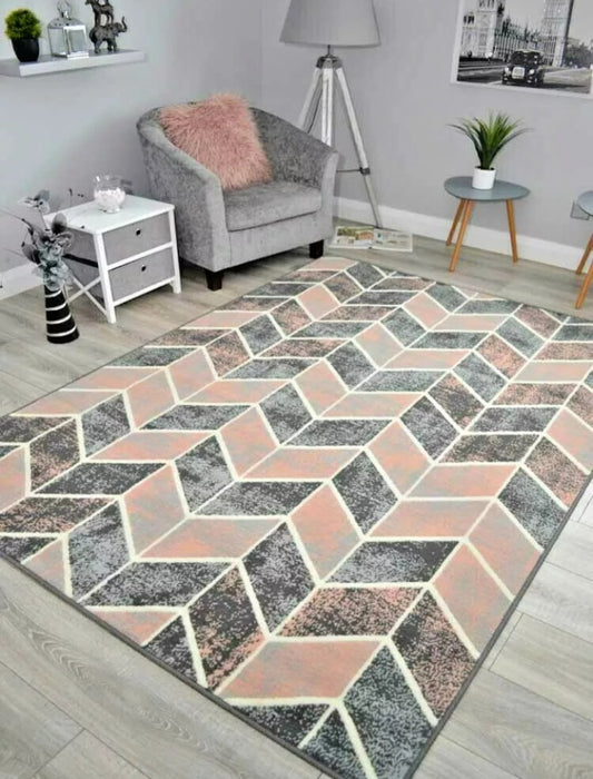 Blush Pink/Grey Chevron Rug