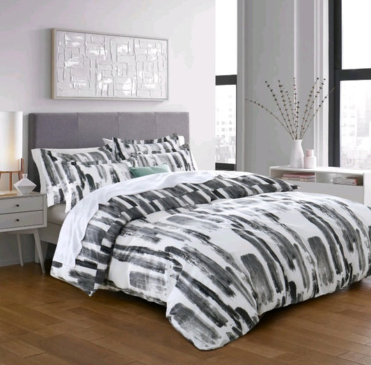 Grey Striped Bedding Set