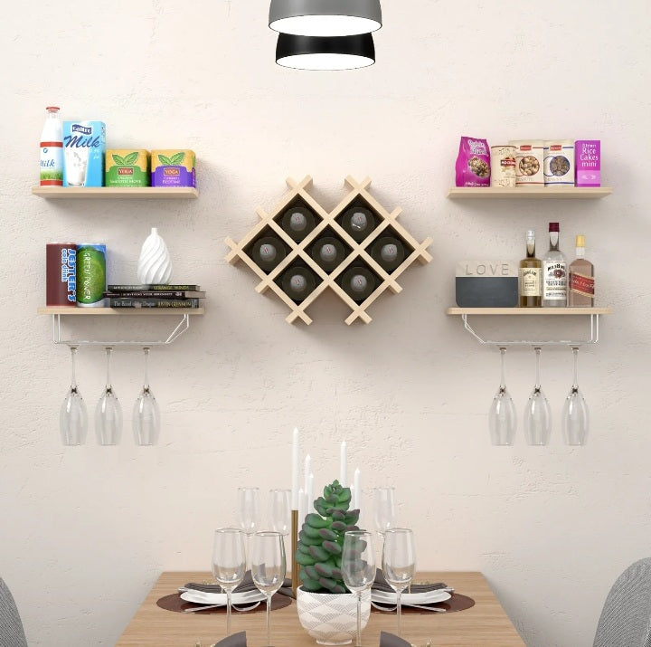 Wall Mounted Wine Rack & Shelves