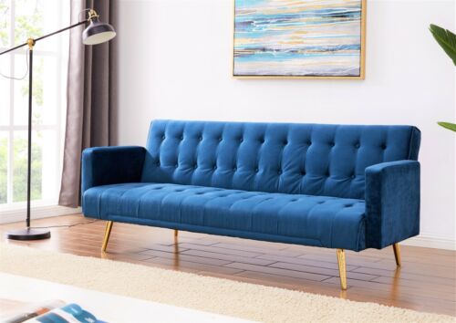 Blue Sofa With Gold Legs
