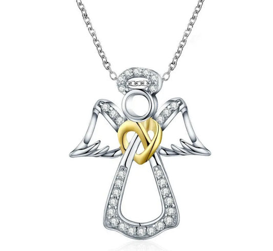 925 Sterling Silver Plated Angel Necklace