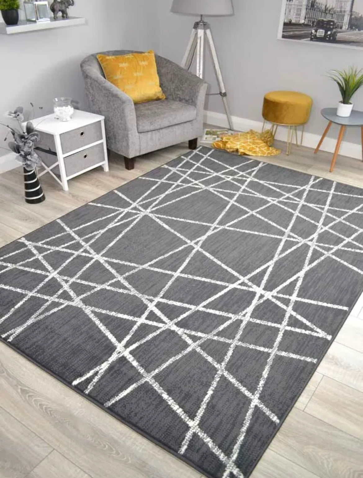 Grey Lined Rug