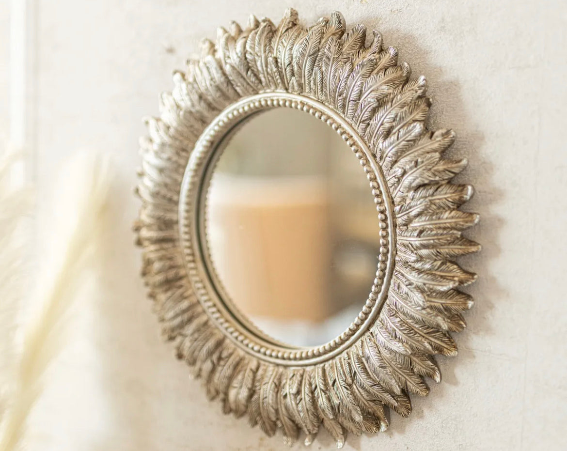 Round Feather Wall Mirror