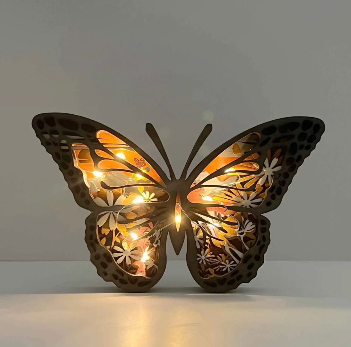 Light Up Butterfly Wooden Sculpture