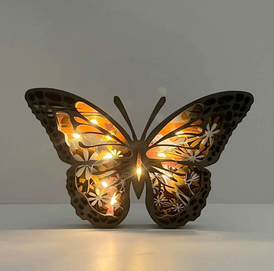 Light Up Butterfly Wooden Sculpture