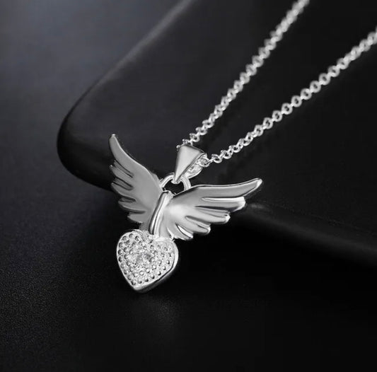 925 Sterling Silver Angel Wing Necklace