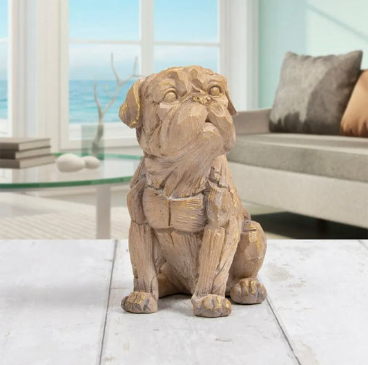 Driftwood Effect Pug Ornament