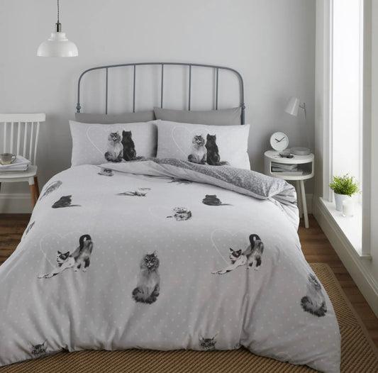 Grey Cats Bedding Set