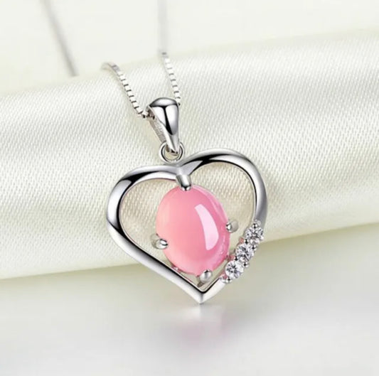 Crystal Moonstone Heart Necklace