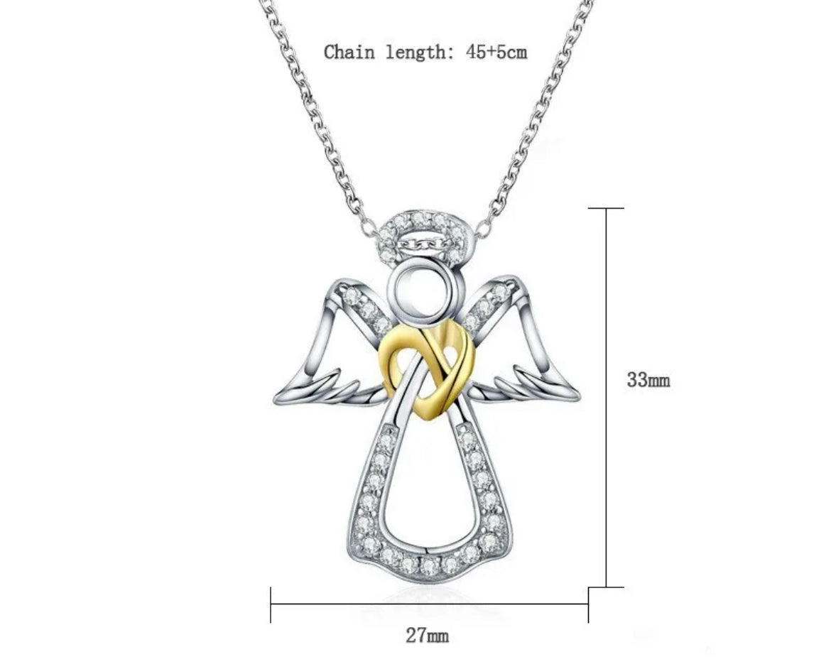 925 Sterling Silver Plated Angel Necklace