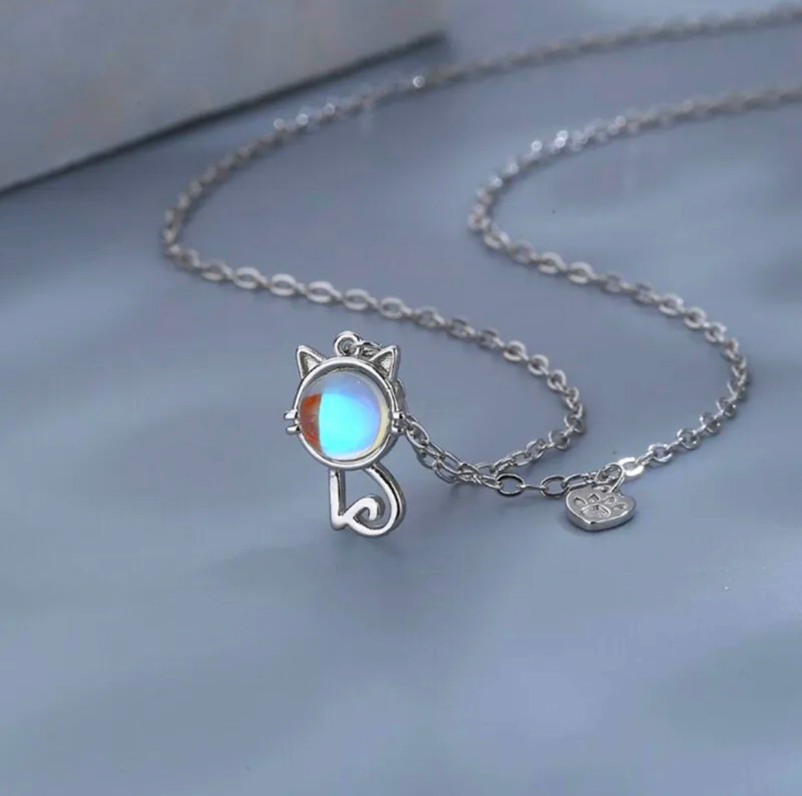 Moonstone Cat Necklace