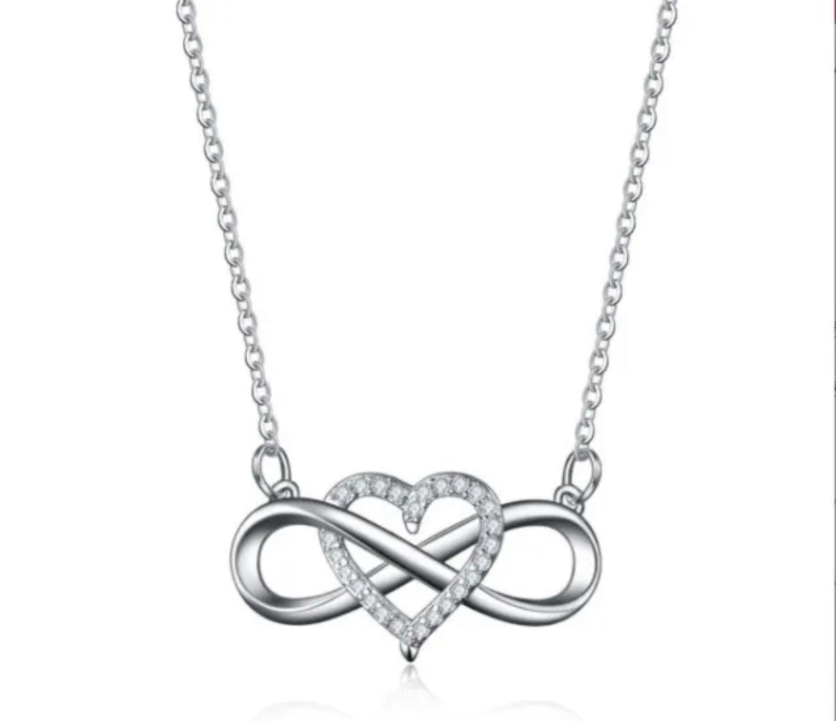 925 Sterling Silver Plated Infinity Heart Necklace